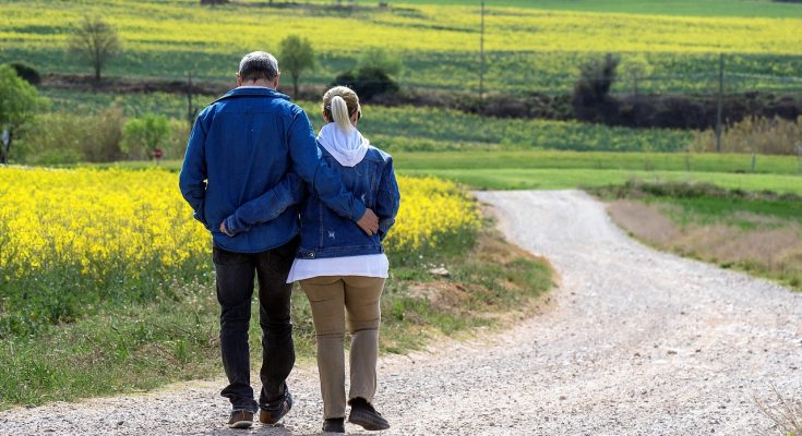 Walk, flower background, couple — Affordable Urine Drug Test Kits for Family and Workplace Use