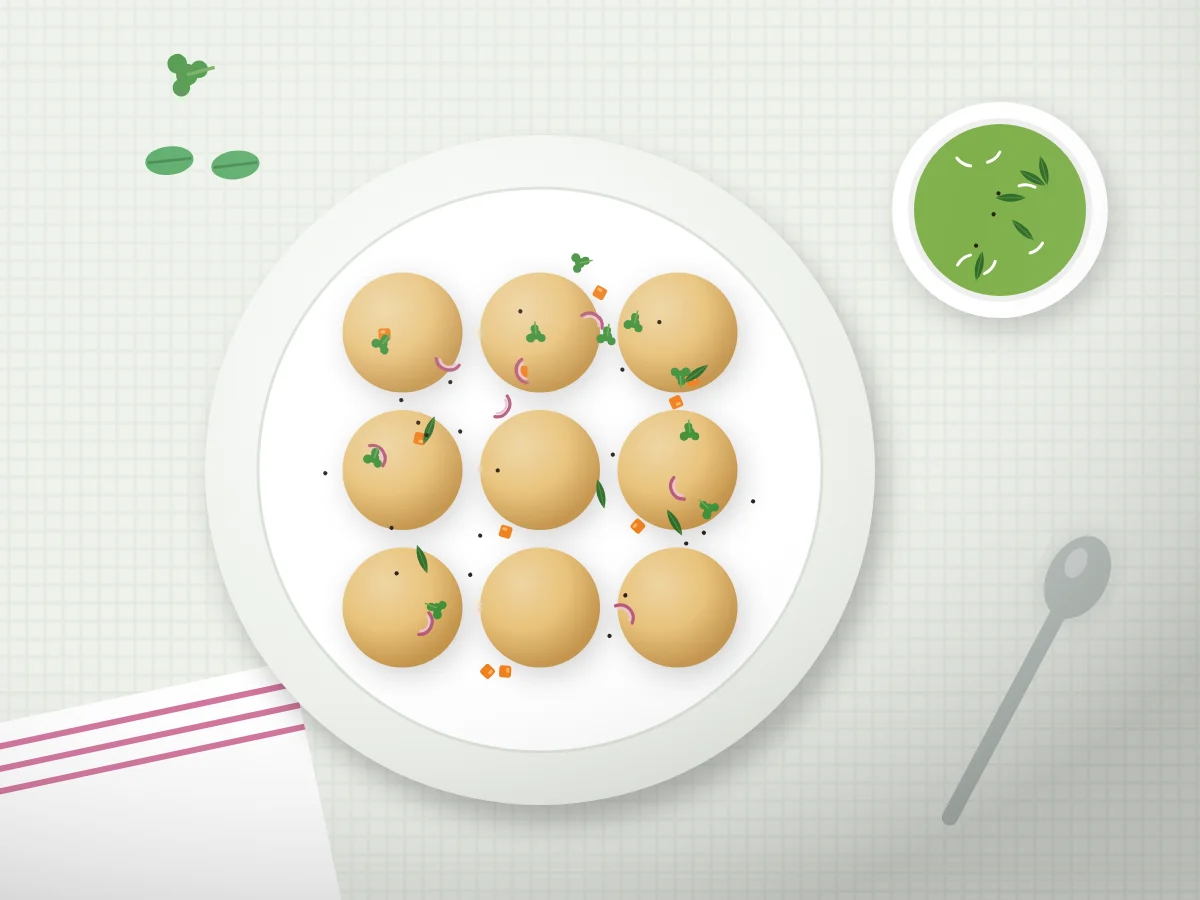 Illustration of Instant Rava Appe with Vegetables