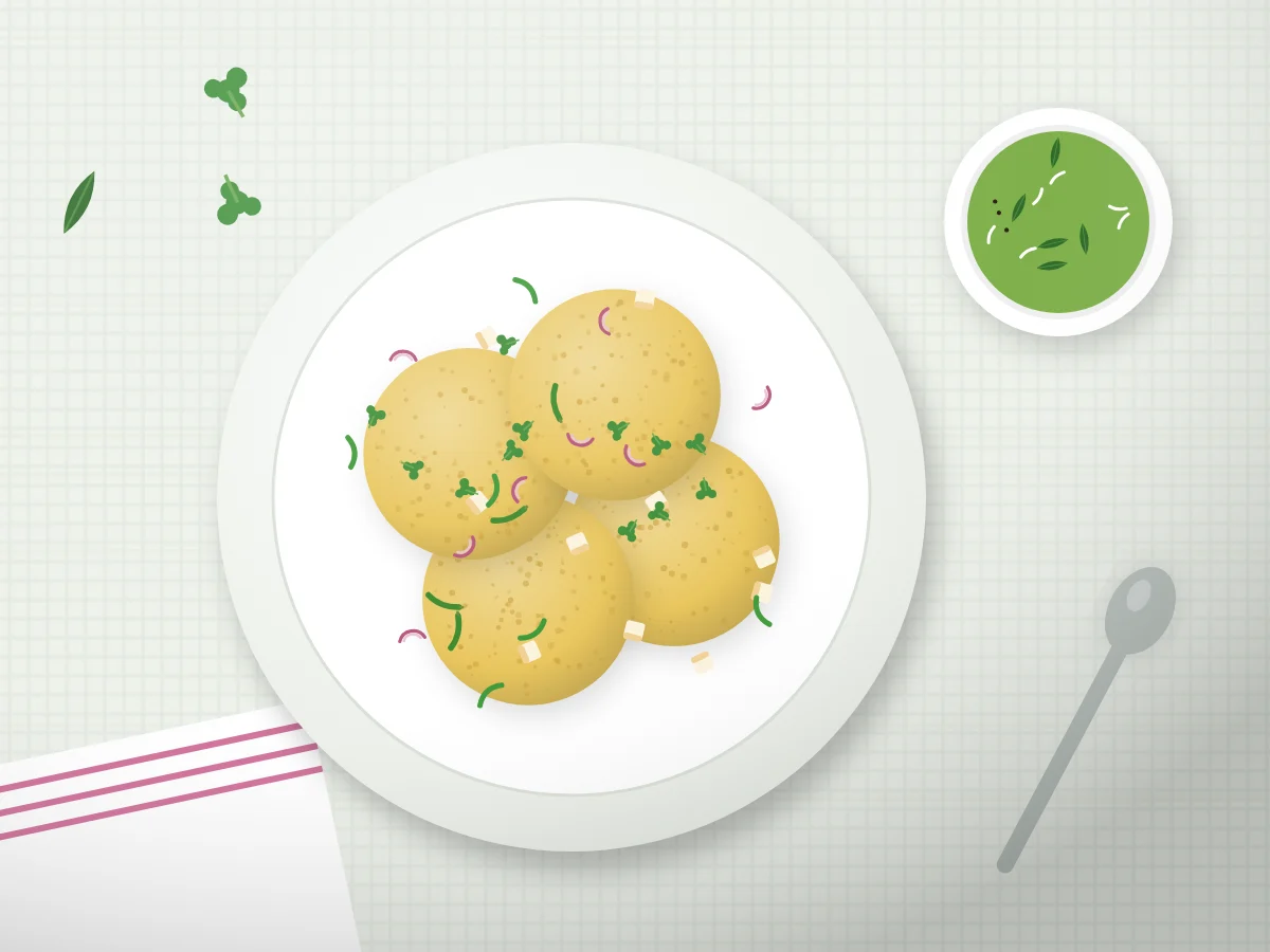 Illustration of Moong Dal Chilla with Paneer Stuffing