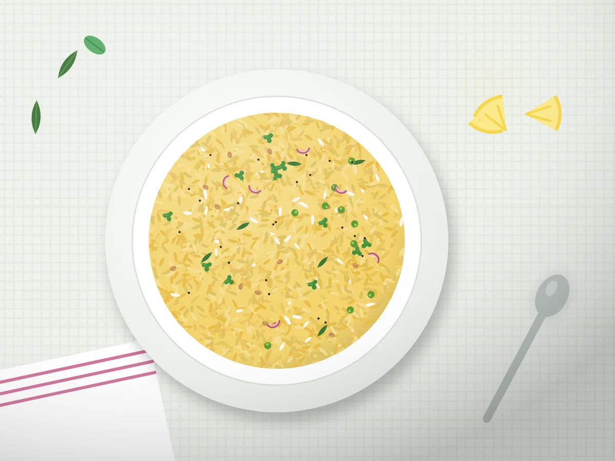 Illustration of Maharashtrian Kanda Batata Poha