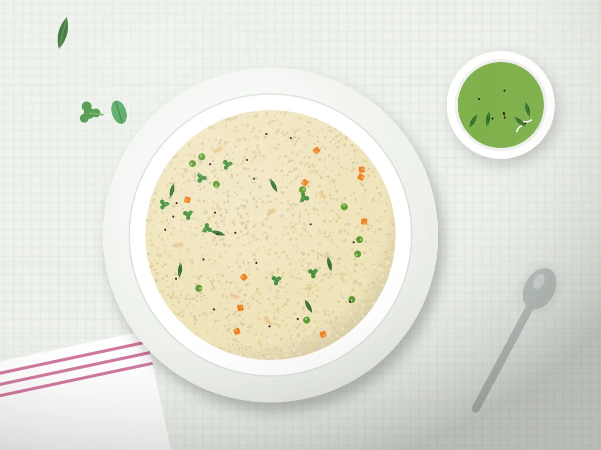 Illustration of South Indian Vegetable Rava Upma