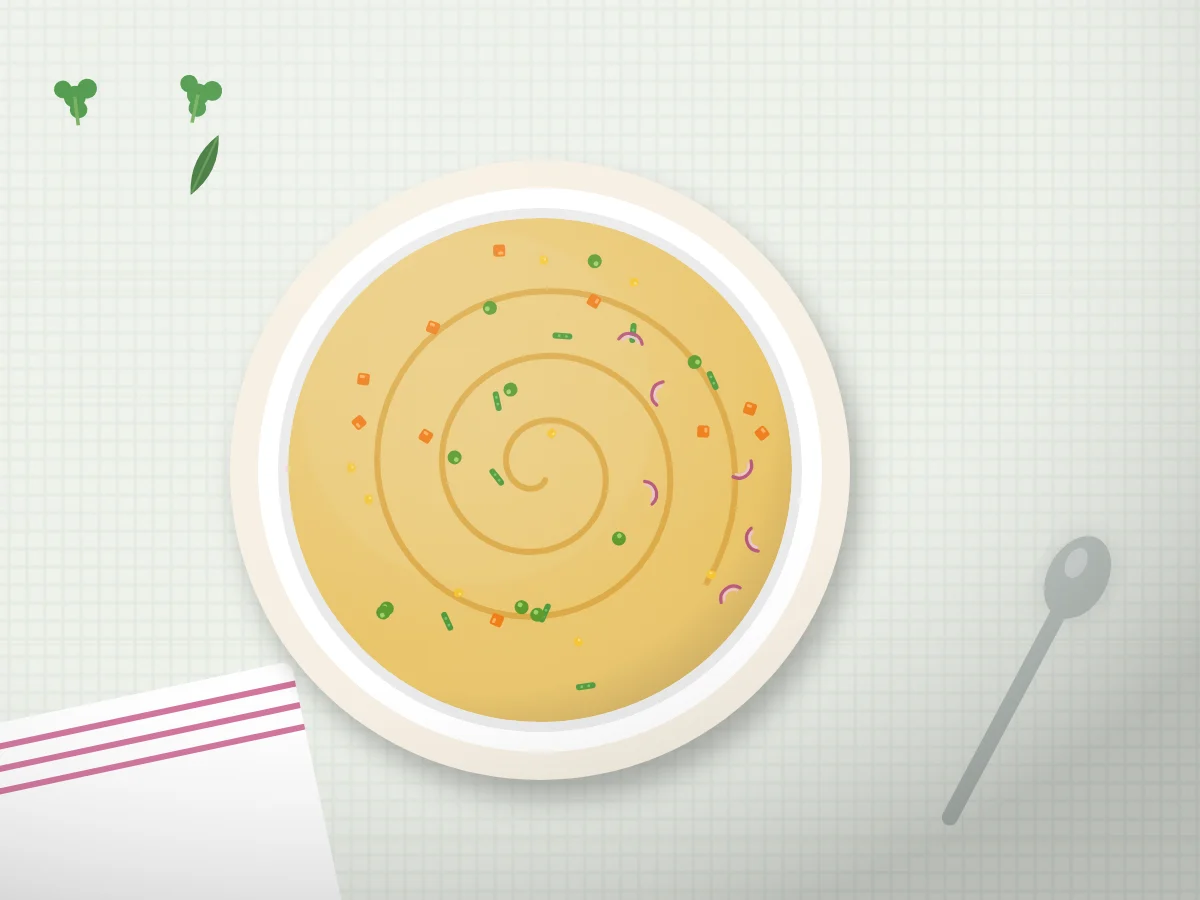 Illustration of Clear Mixed Vegetable Soup